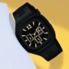 Black Chronograph Watch with Silicone Strap