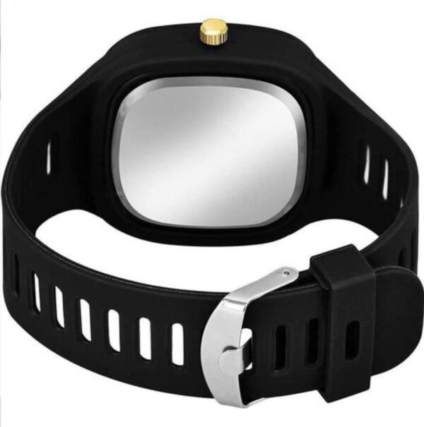 Black Chronograph Watch with Silicone Strap