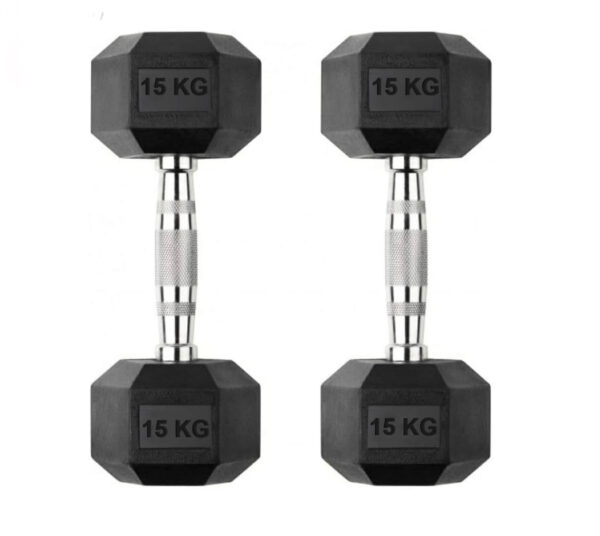Zoyis 15KG Rubber-Coated Dumbbells