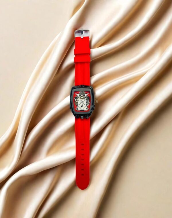 Zoyis Luxury Analog Watch with Red Rubber Strap